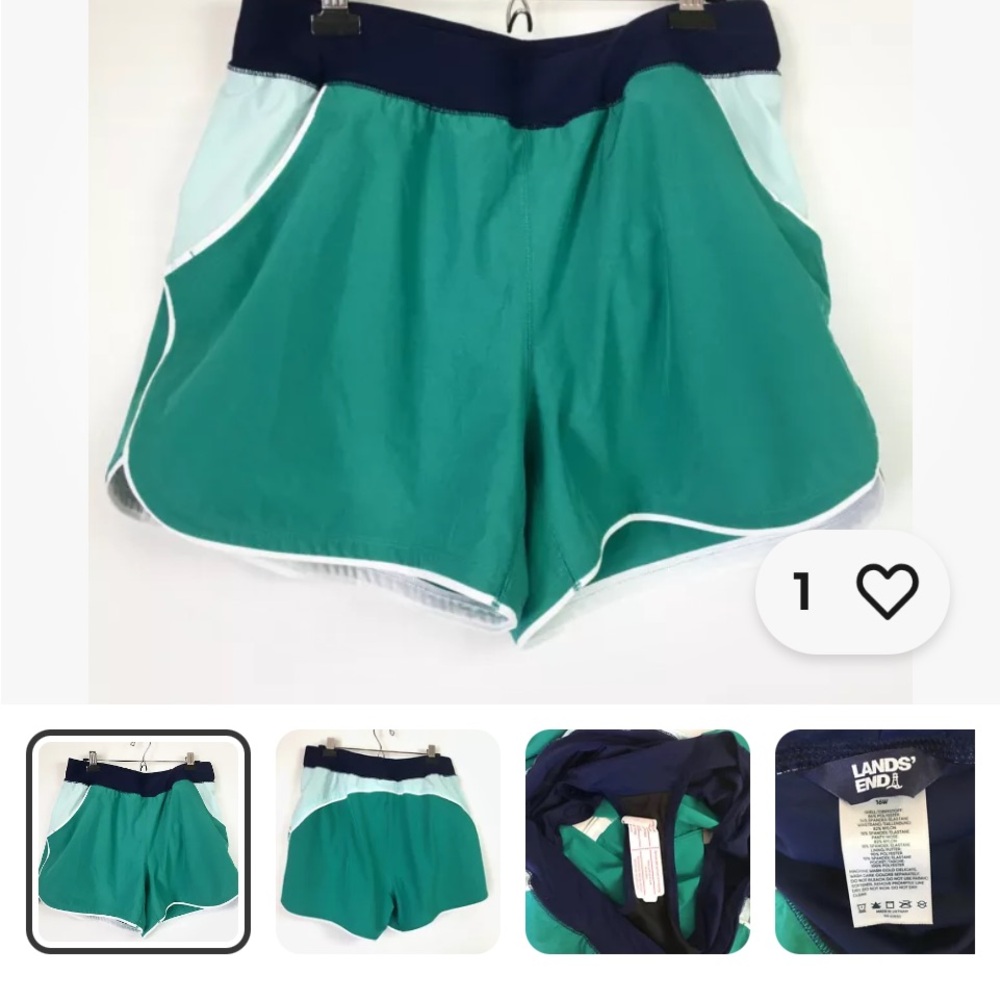 Lands End Teal and Navy Sports Bra and Shorts NWT